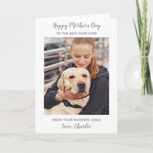 母パーソナライズされたの日の犬ママのペット写真 シーズンカード (正面)