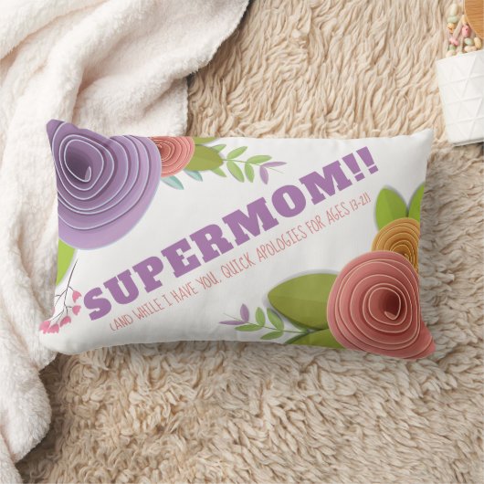 母パーソナライズされたの日スーパーママフローラ枕 ランバークッション (ブランケット)