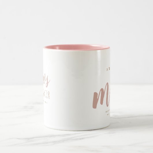 母パーソナライズされたの日タイポグラフィ ツートーンマグカップ (中央)