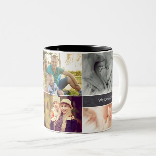 母パーソナライズされたの日フォトコラージュChalkboard ツートーンマグカップ (正面右)