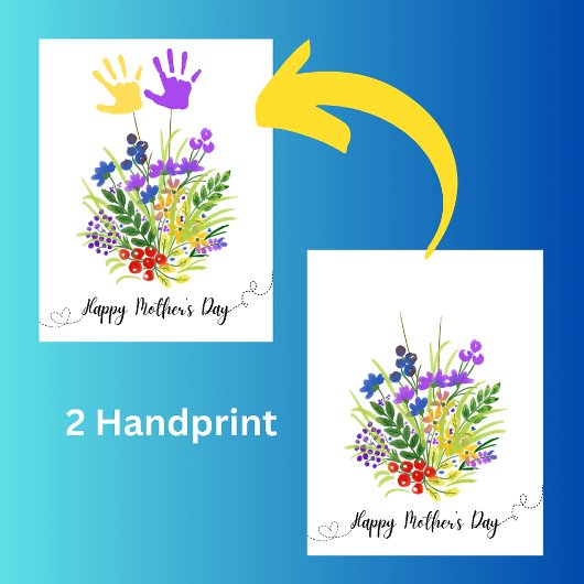 母パーソナライズされたの日フローラ2ハンドプリント カード