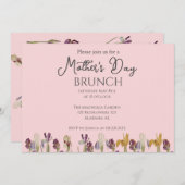 母パーソナライズされたの日ブランチ |フローラテーマ 招待状 (正面/裏面)