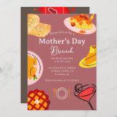 母パーソナライズされたの日ブランチ |食品テーマ 招待状 (正面/裏面)