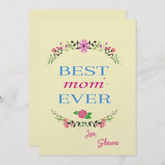 母パーソナライズされたの日札 | お母さ最高のんのカード 招待状 (正面/裏面)