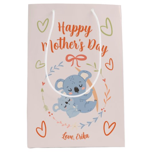 母パーソナライズされたの日 ミディアムペーパーバッグ (正面)