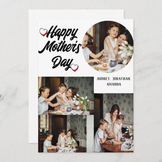 母パーソナライズされたの日、4つの写真コラージュ シーズンカード (正面/裏面)