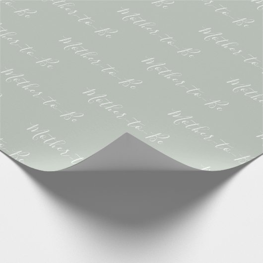 母パーソナライズされたはセージのスクリプトの赤ちゃんシャワー ラッピングペーパー (角)