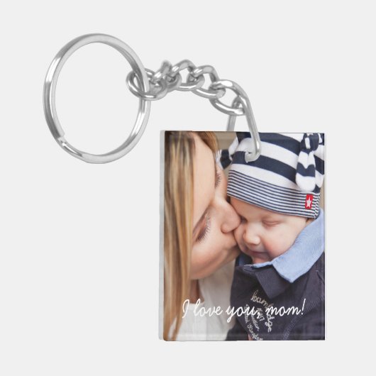 母パーソナライズされたへの四角いキユニークーのプレゼント キーホルダー (正面左)
