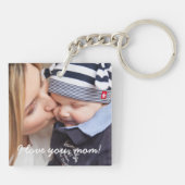 母パーソナライズされたへの四角いキユニークーのプレゼント キーホルダー (裏面)