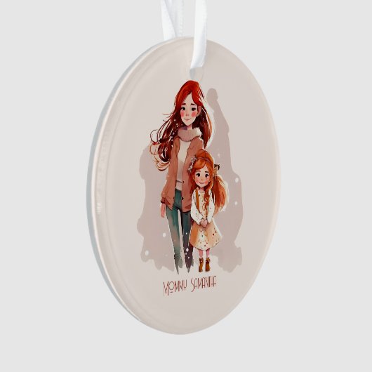 母パーソナライズされたエレガントと娘 オーナメント (正面)