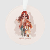 母パーソナライズされたエレガントと娘 オーナメント (正面)