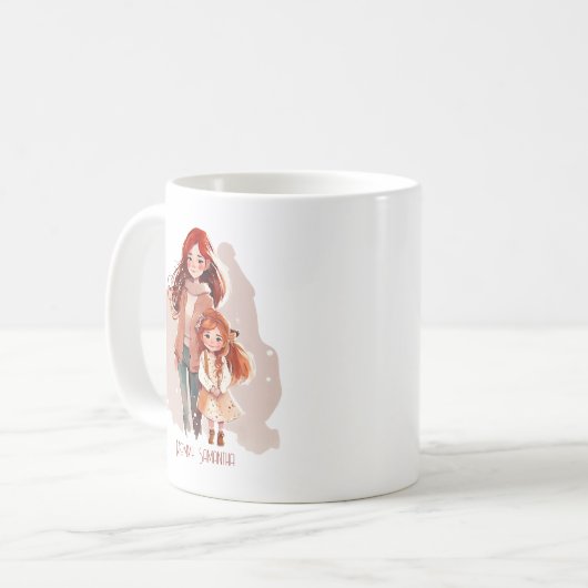 母パーソナライズされたエレガントと娘 コーヒーマグカップ (正面左)