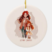 母パーソナライズされたエレガントと娘 セラミックオーナメント (裏面)