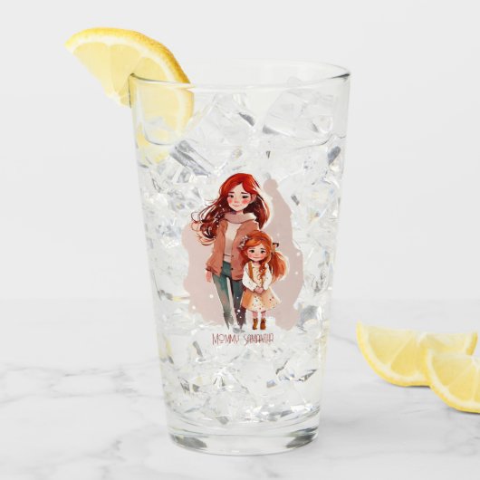 母パーソナライズされたエレガントと娘 タンブラーグラス (アイス正面)