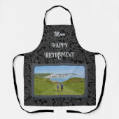 母パーソナライズされたグレーに対する幸福な退職金 エプロン (正面)