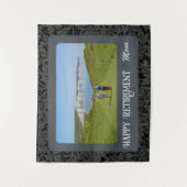 母パーソナライズされたグレーに対する幸福な退職金 タペストリー (正面)