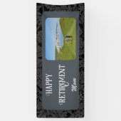 母パーソナライズされたグレーに対する幸福な退職金 横断幕 (縦)