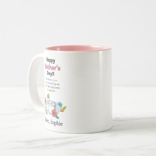 母パーソナライズされた日の流行年おもしろい ツートーンマグカップ (正面左)