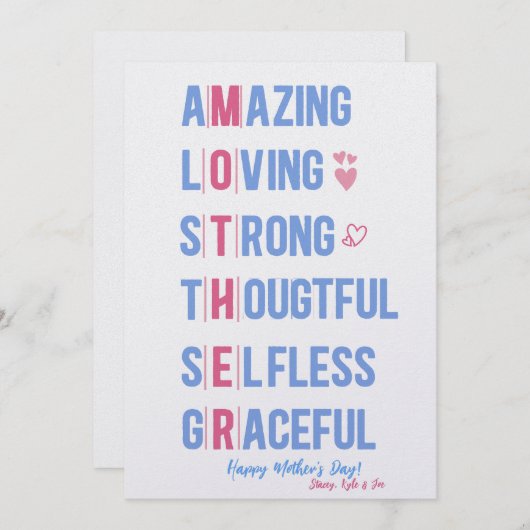 母パーソナライズされた日カードお祝いカード シーズンカード (正面/裏面)