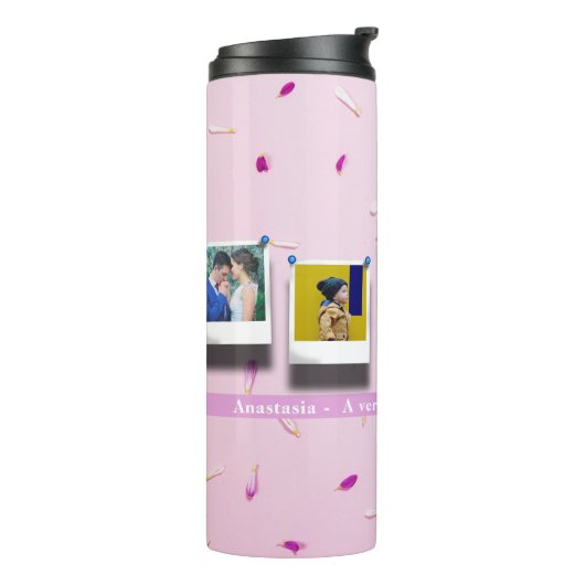 母パーソナライズされた日フォトコラージョガーリーンピンク タンブラー (回転左)