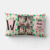母パーソナライズされた日，写真コラージュフローラギフト ランバークッション (裏面)