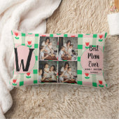 母パーソナライズされた日，写真コラージュフローラギフト ランバークッション (ブランケット)