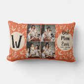 母パーソナライズされた日，写真コラージュフローラギフト ランバークッション (正面)