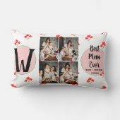 母パーソナライズされた日，写真コラージュフローラギフト ランバークッション (正面)