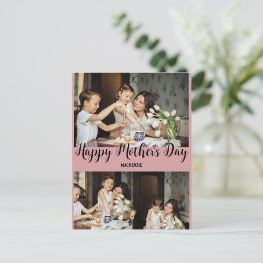母パーソナライズされた母の日、写真コラージュのギフト3枚 シーズンポストカード (スタンド正面)