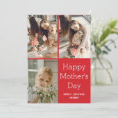 母パーソナライズされた母の日、写真コラージュ3枚 カード (スタンド正面)