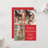 母パーソナライズされた母の日、写真コラージュ3枚 カード (正面/裏面インサイチュ)