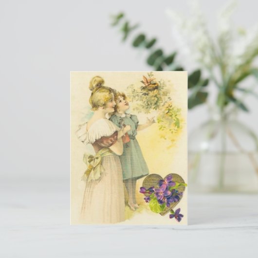 母ビクトリアンと娘の母の日カード ポストカード (スタンド正面)