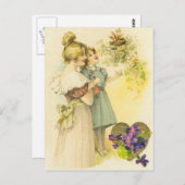 母ビクトリアンと娘の母の日カード ポストカード (正面/裏面)