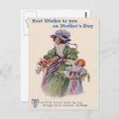 母ビクトリアンと娘の花母の日 ポストカード (正面/裏面)