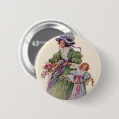 母ビクトリアンと娘の花母の日 缶バッジ (正面&裏面)