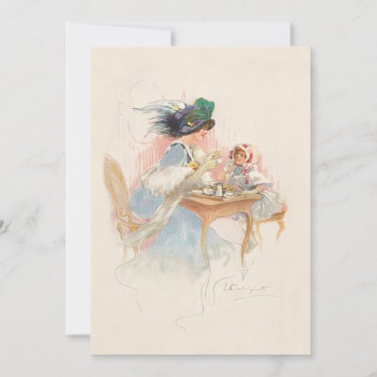 母ビクトリアンと娘の茶パーティー シーズンカード (正面)