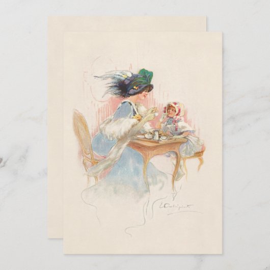 母ビクトリアンと娘の茶パーティー シーズンカード (正面/裏面)