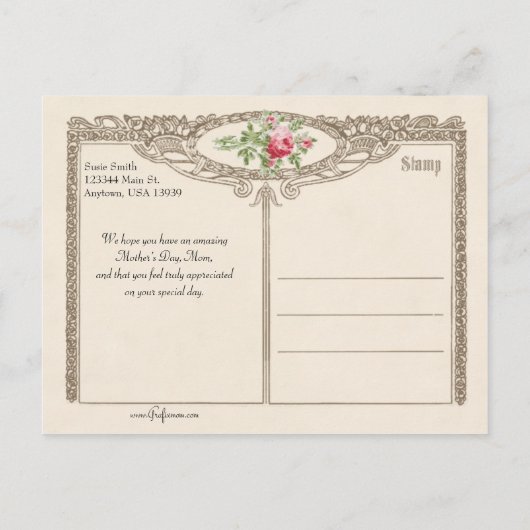 母ビクトリアンと娘の茶パーティー シーズンポストカード (裏面)