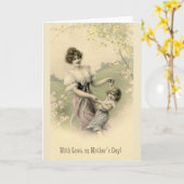 母ビクトリアンと子の母の日のカード カード (黄色い花)