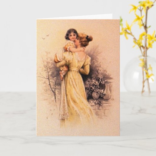 母ビクトリアンと子の母の日のカード カード (黄色い花)