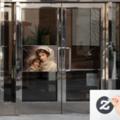 母ビクトリアンと子 ウィンドウサイン (オフィスドア)