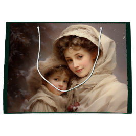 母ビクトリアンと子 ラージペーパーバッグ