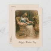 母ビクトリアンと息子が椅子に シーズンポストカード (正面/裏面)