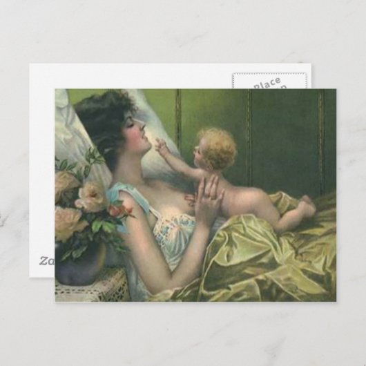 母ビクトリアンと新生児母の日カード 案内ポストカード (正面/裏面)