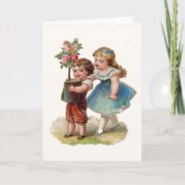 母ビクトリアンの日のグリーティングカード。 カード