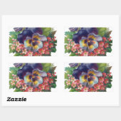 母ビクトリアンの日のパープルパンジーの花束 長方形シール (シート)