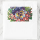 母ビクトリアンの日のパープルパンジーの花束 長方形シール (バッグ)