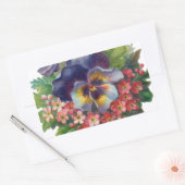 母ビクトリアンの日のパープルパンジーの花束 長方形シール (封筒)