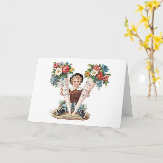 母ビクトリアンの日の挨拶状。 カード (黄色い花)