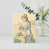 母ビクトリアン娘が花を摘む母の日 ポストカード (スタンド正面)